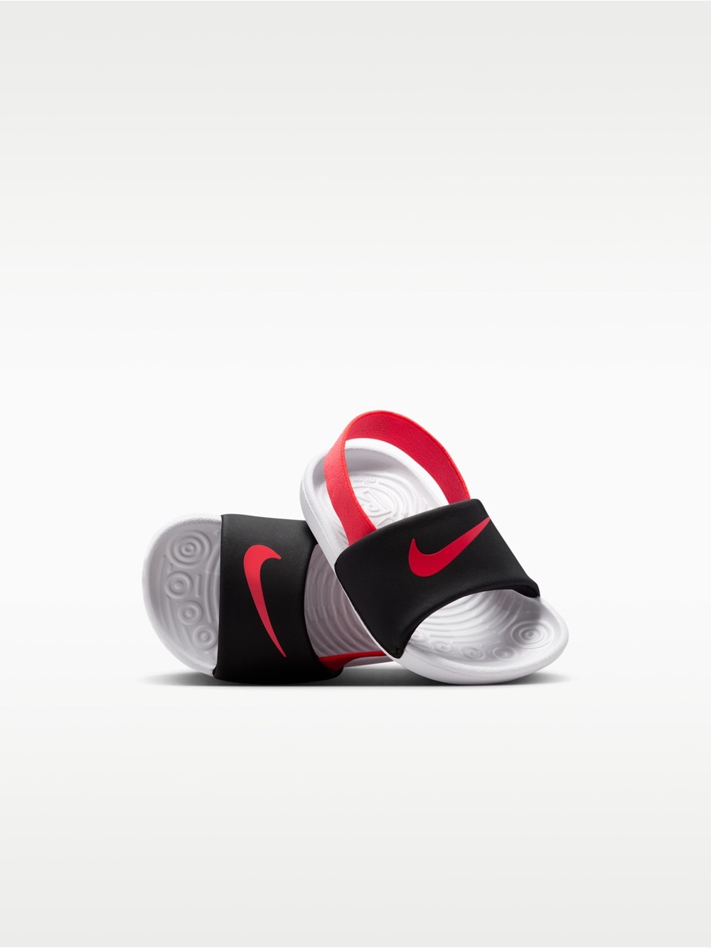 Nike Kids Black and Crimson Red Kawa Slide Sandals with White Footbed